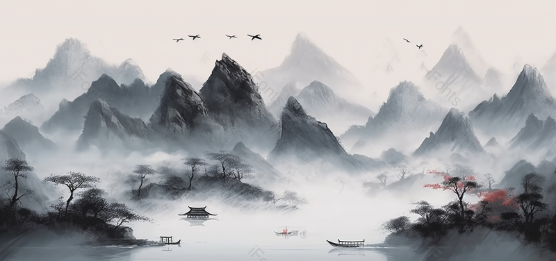 中国风壮丽山河意境水墨背景,插画/手绘图,插画/手绘图库,插画/手绘图下载,插画/手绘